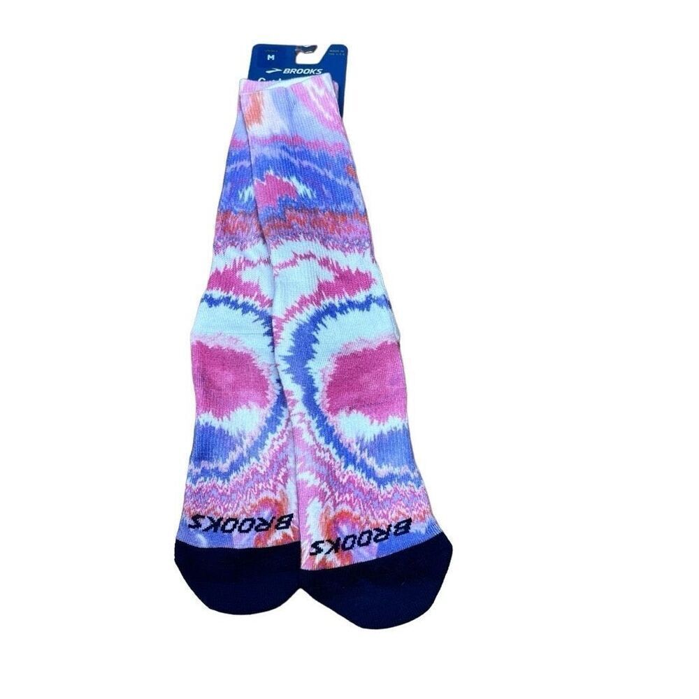 Brooks Unisex Purple Tie Dye Pacesetter Empower Her Collection Crew Socks Medium